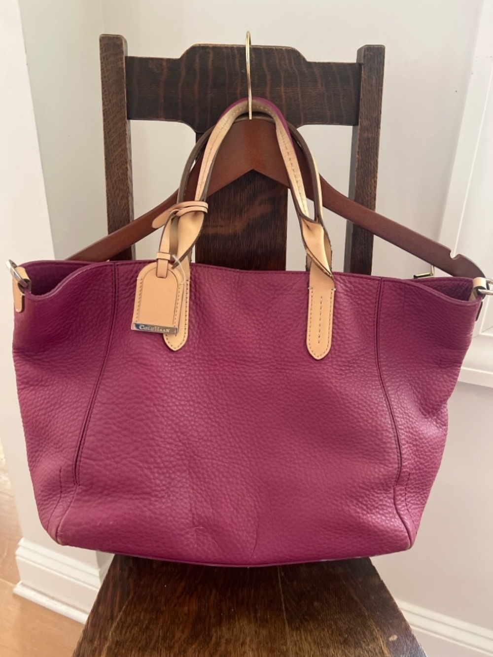 Cole Haan Pebbled Leather Shoulder Bag in Berry